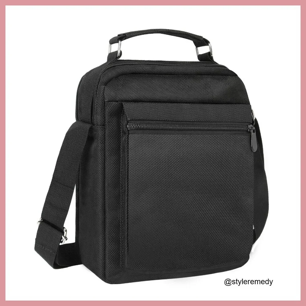 Water-Resistant Oxford Crossbody Messenger Bag with Adjustable Strap